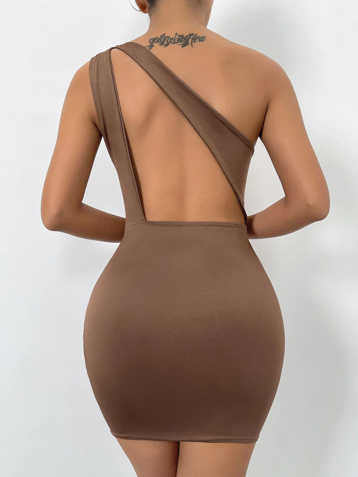 Sexy Asymmetrical Cut Out Dress Backless Mini Dress One Shoulder Sleevess Split Ruched Bodycon Dresse Women Summer Vestidos